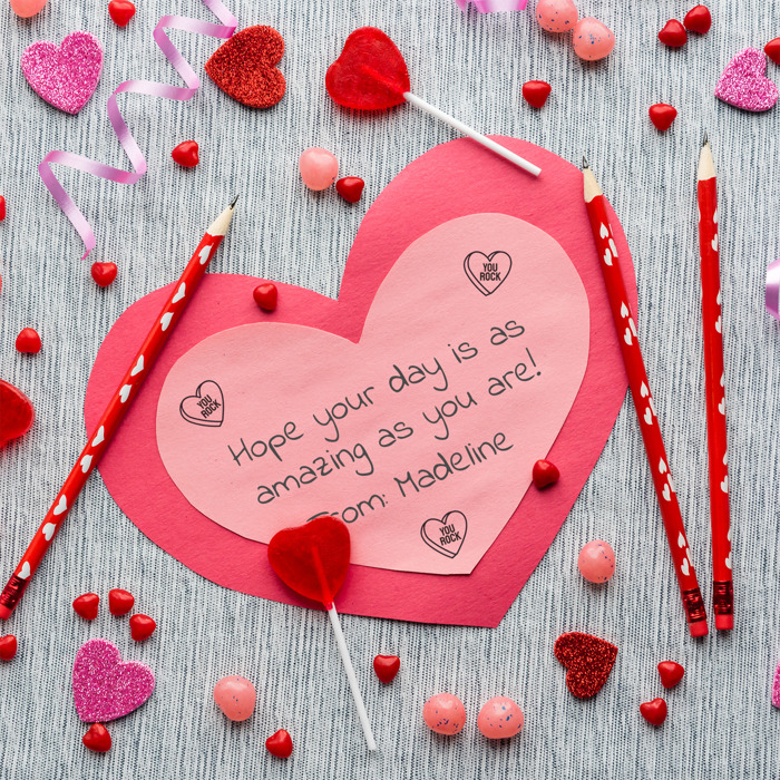 You Rock Sweetheart Candy Themed Reward Stamp / 2000 Plus Self Inking Teacher Cute Valentine's Day Heart Stamper / 9/16" Small Black Imprint Planner Worksheet Stamp