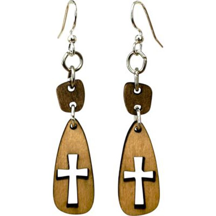 Heritage Wooden Cross Earrings