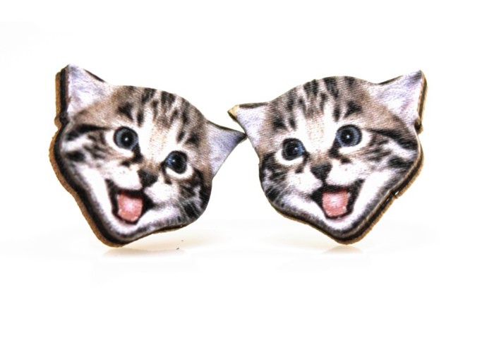 Playful Kitten Stud Earrings