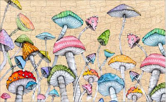 Mushrooms Magically Watercolored Wood Puzzle 66PCS