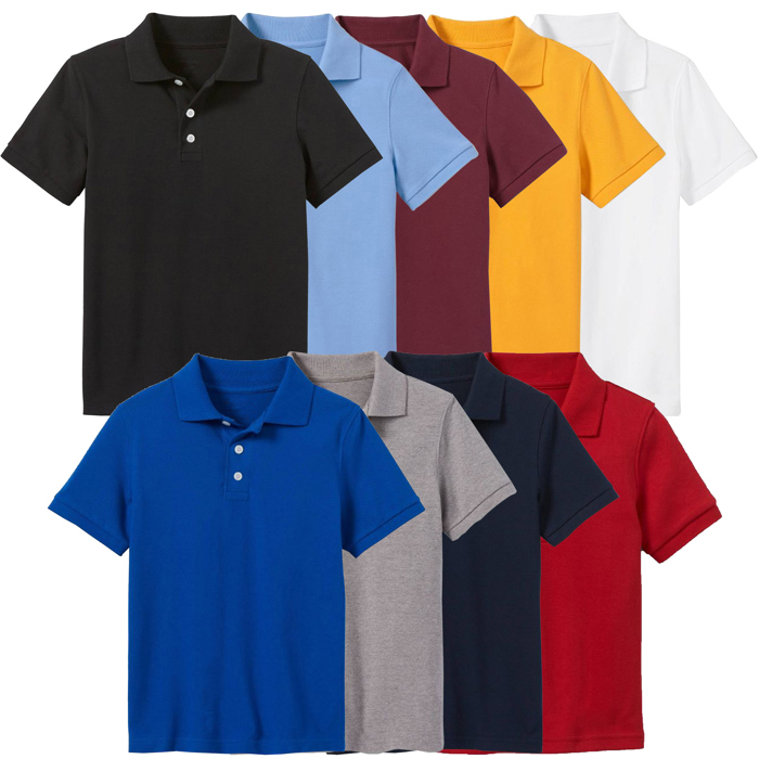 10-Pack School Uniform Tagless Polo Tshirt for Little Boys & Big Boys