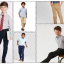 Black & Navy & Khaki 10 3 Pack Boy's Stretch Slim Fit School Uniform Chino Pants