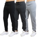 Black & Charcoal & Grey XXL 3-Pack Mens Slim Fit Fleece Jogger Sweatpants (S-3XL)