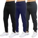 Black & Navy & Charcoal Large 3-Pack Mens Slim Fit Fleece Jogger Sweatpants (S-3XL)