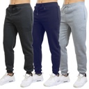 Grey & Navy & Charcoal Medium 3-Pack Mens Slim Fit Fleece Jogger Sweatpants (S-3XL)
