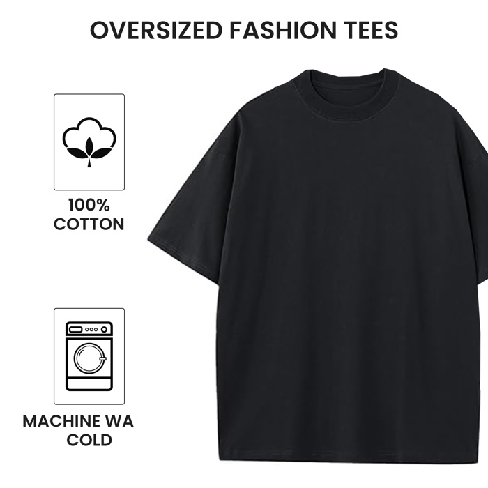 Men's Oversized Heavyweight Cotton Crew Neck Short Sleeve Tshirts Loose Fit Tops (S-3XL)