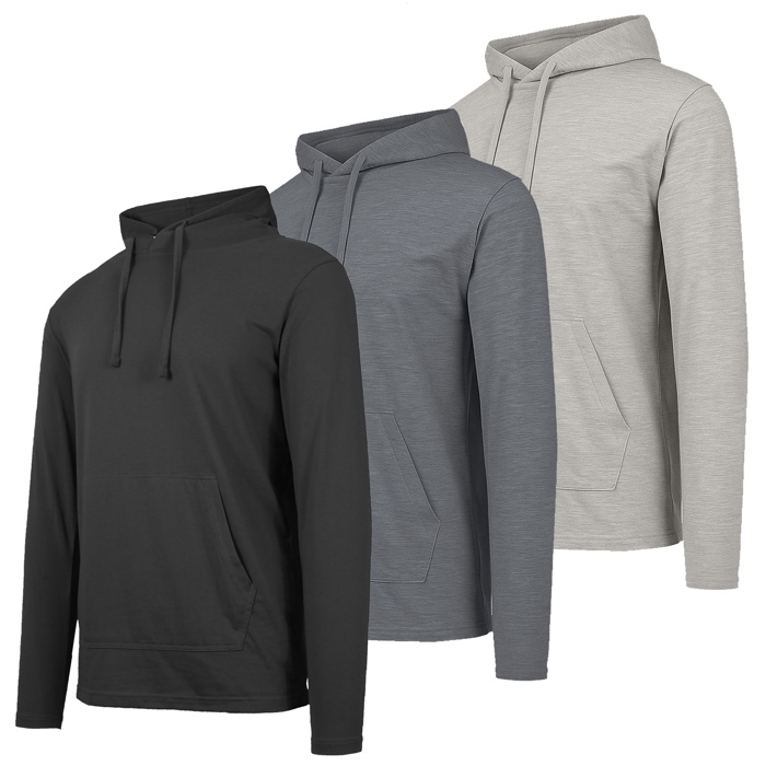 3-Pack Men's Cotton Lightweight Casual Pullover Drawstring Hoodie With Pocket
