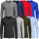  3-Pack Men’s Long Sleeve Waffle Knit Thermal Shirt – V-Neck, Modern Fit, Warm Layering Top