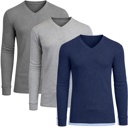 Charcoal & Grey & Navy XL 3-Pack Men’s Long Sleeve Waffle Knit Thermal Shirt – V-Neck, Modern Fit, Warm Layering Top