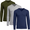 Navy & Olive & Grey XL 3-Pack Men’s Long Sleeve Waffle Knit Thermal Shirt – V-Neck, Modern Fit, Warm Layering Top