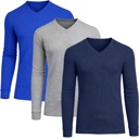 Navy & Royal & Grey XXL 3-Pack Men’s Long Sleeve Waffle Knit Thermal Shirt – V-Neck, Modern Fit, Warm Layering Top