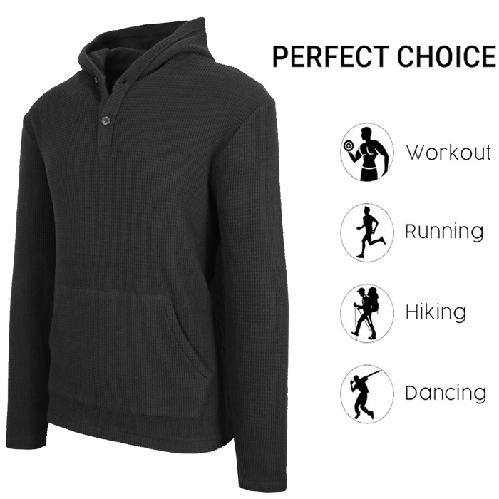 Men's Waffle Knit Thermal Pullover Hoodie (S-3XL)