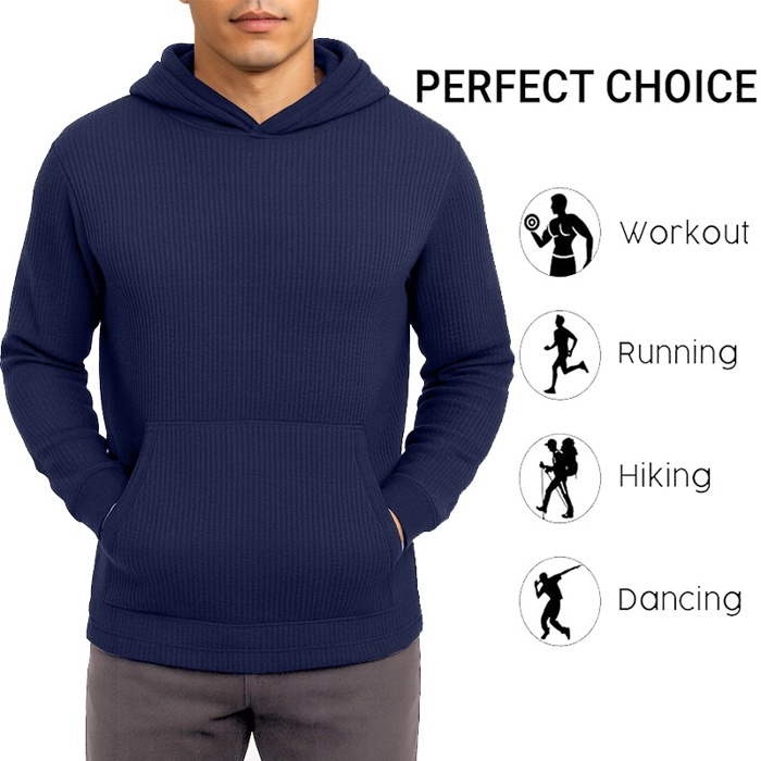 Men's Waffle Knit Thermal Pullover Hoodie (S-3XL)