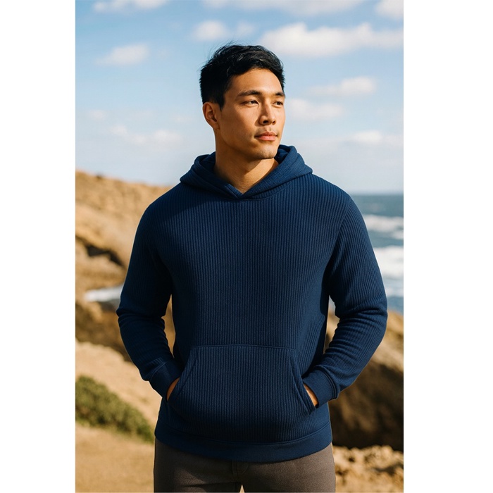 Men's Waffle Knit Thermal Pullover Hoodie (S-3XL)
