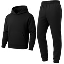 Black Large Men’s Heavyweight Soft Fleece Cotton Blend Pullover Hoodie & Sweatpants Jogging Set (S-2XL)