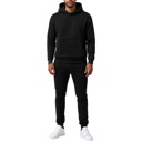 Black Medium Men’s Heavyweight Soft Fleece Cotton Blend Pullover Hoodie & Sweatpants Jogging Set (S-2XL)