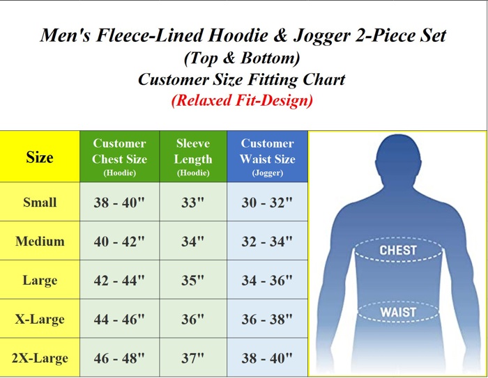 Men’s Heavyweight Soft Fleece Cotton Blend Pullover Hoodie & Sweatpants Jogging Set (S-2XL)
