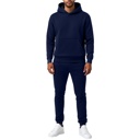 Navy Large Men’s Heavyweight Soft Fleece Cotton Blend Pullover Hoodie & Sweatpants Jogging Set (S-2XL)