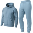 Smoky Blue XXL Men’s Heavyweight Soft Fleece Cotton Blend Pullover Hoodie & Sweatpants Jogging Set (S-2XL)