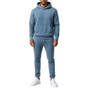 Smoky Blue Large Men’s Heavyweight Soft Fleece Cotton Blend Pullover Hoodie & Sweatpants Jogging Set (S-2XL)