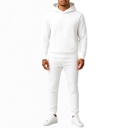 White Large Men’s Heavyweight Soft Fleece Cotton Blend Pullover Hoodie & Sweatpants Jogging Set (S-2XL)