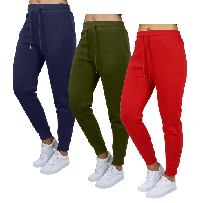 3-Pack Women's Loose Fit Fleece Jogger Sweatpants (S-3XL)