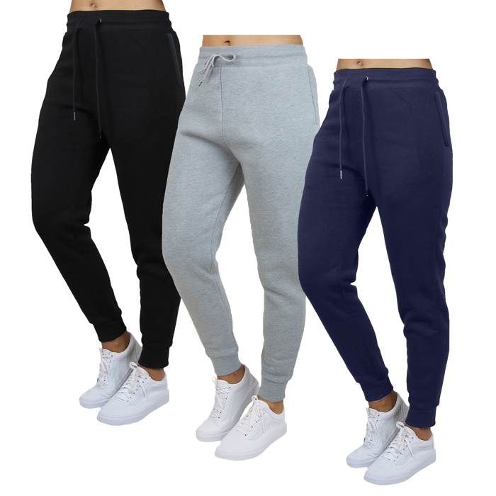3-Pack Women's Loose Fit Fleece Jogger Sweatpants (S-3XL)