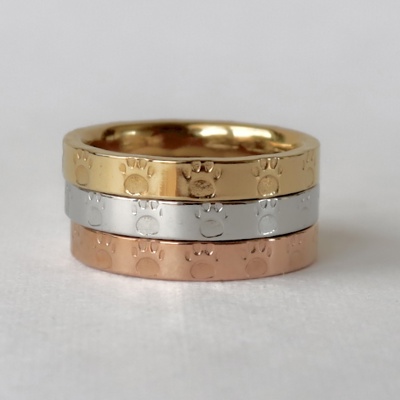 Paw Print Stamped Stainless Steel Stackable Ring