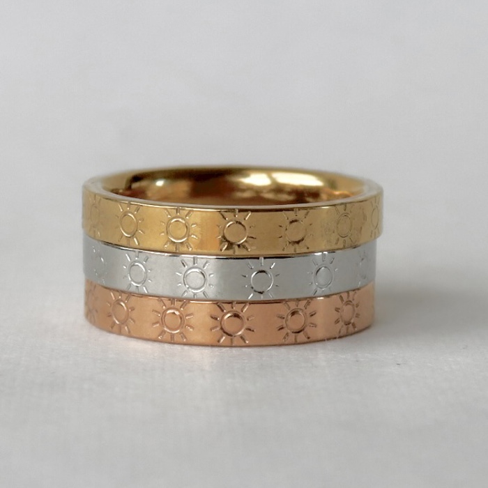 Sunshine Stamped Stainless Steel Stackable Ring