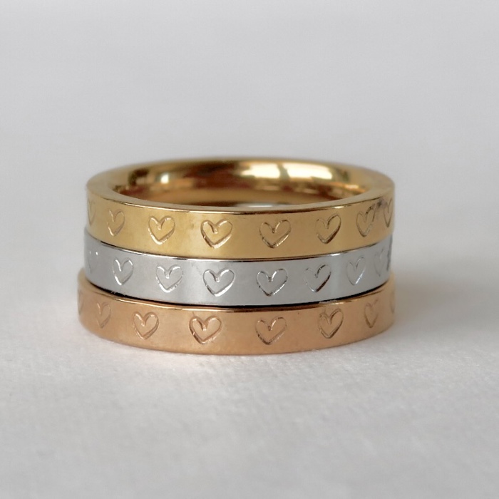 Heart Stamped Stainless Steel Stackable Ring