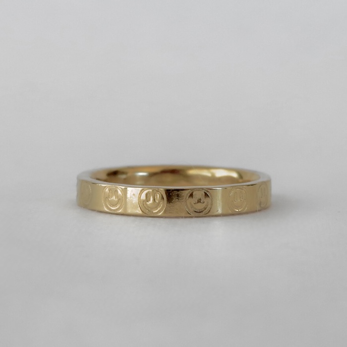 Happy Face Stamped Stainless Steel Stackable Ring