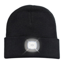  Solid Knit Beanie with LED Light - Black