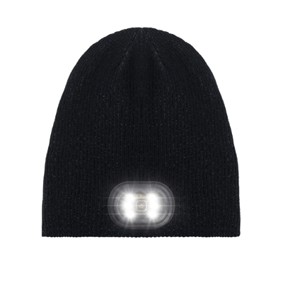 Reflective & Reversible LED Knit Beanie - Black