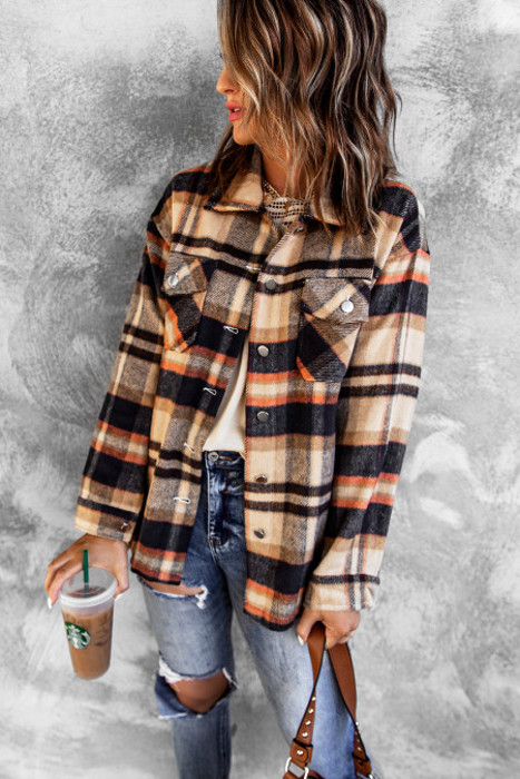 Lannah Plaid Button Down Shacket for Women