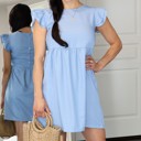  Light Blue Ruffle Sleeve Empire Waist Summer Dress for Women