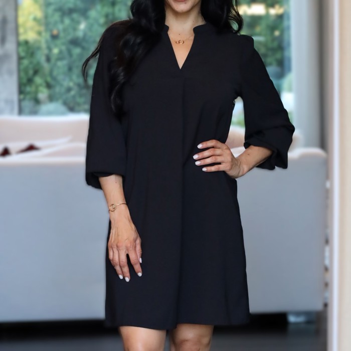Rebecca Black Ruffled Sleeve Shift Dress for Women