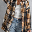 XL Remy Brown Plaid Button Down Shacket for Women