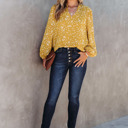Medium Spring Chic & Comfy Split Neck Printed Crinkled Blouse for Women