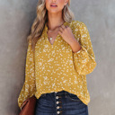 XL Spring Chic & Comfy Split Neck Printed Crinkled Blouse for Women