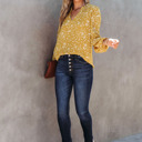 XL Spring Chic & Comfy Split Neck Printed Crinkled Blouse for Women