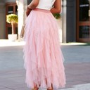 Small Dreamy Pink Waterfall Tulle Maxi Skirt for Women