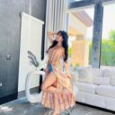 Small Summer Boho Floral Slit Maxi Tank Dress for Women