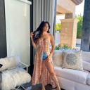 Small Summer Boho Floral Slit Maxi Tank Dress for Women