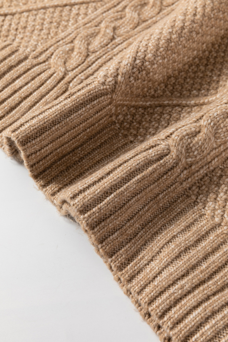 Espresso Cable Knit Loose Fit Shift Sweater Dress for Women