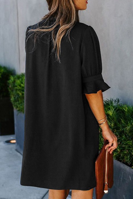Rebecca Black Ruffled Sleeve Shift Dress for Women