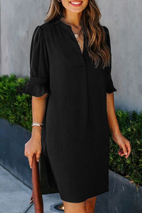 Rebecca Black Ruffled Sleeve Shift Dress for Women