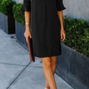  Rebecca Black Ruffled Sleeve Shift Dress for Women