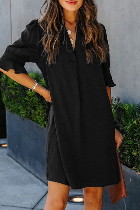 Rebecca Black Ruffled Sleeve Shift Dress for Women