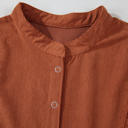  Corduroy Snap Button Empire Waist Bracelet Sleeve Dress for Women