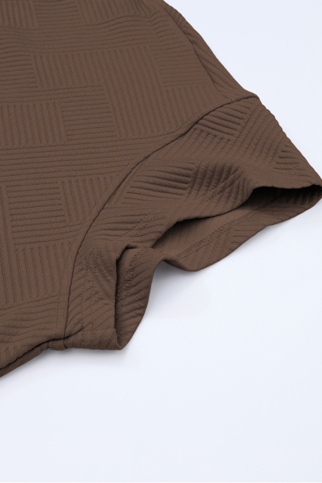Manhattan Textured Brown Drawstring Pants Set for Women